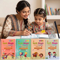 GS Magic Reusable Handwriting Copybook Set (4 Books + Pen & Refills) For Kids✍️ GLOWER STEPS