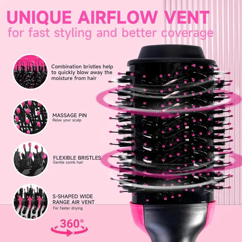 3-in-1 Hair Dryer Brush Glower Steps